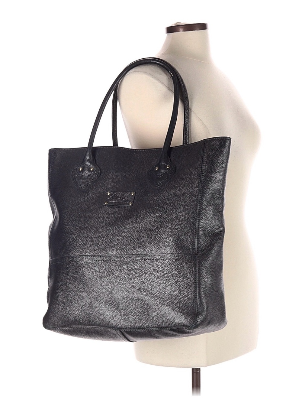 Vintage L.L. Bean Pewter Grey Large Pebbled Leather Tote Bag Carryall HTF